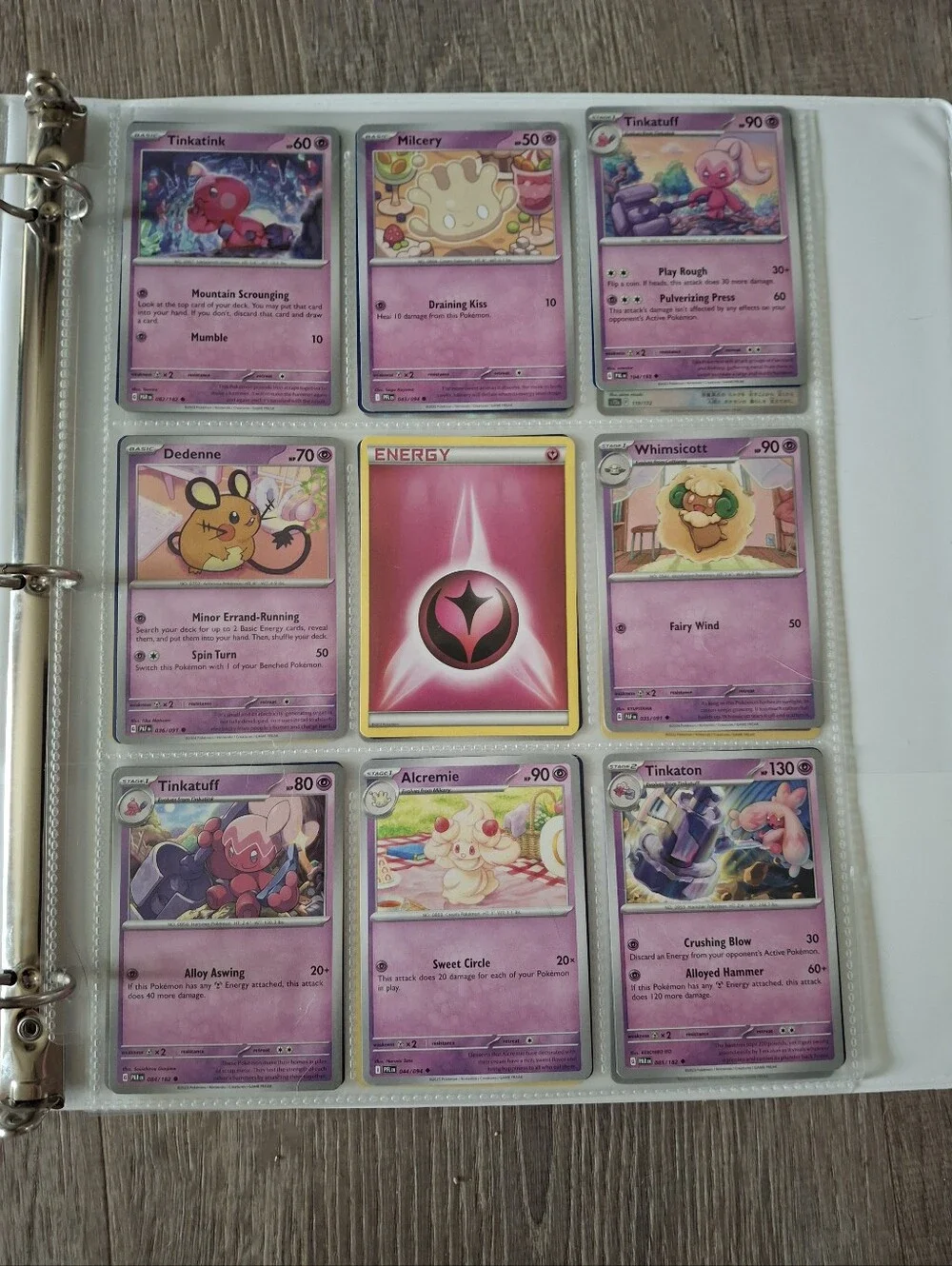 pokemon pink themed trading cards lot and pink binder